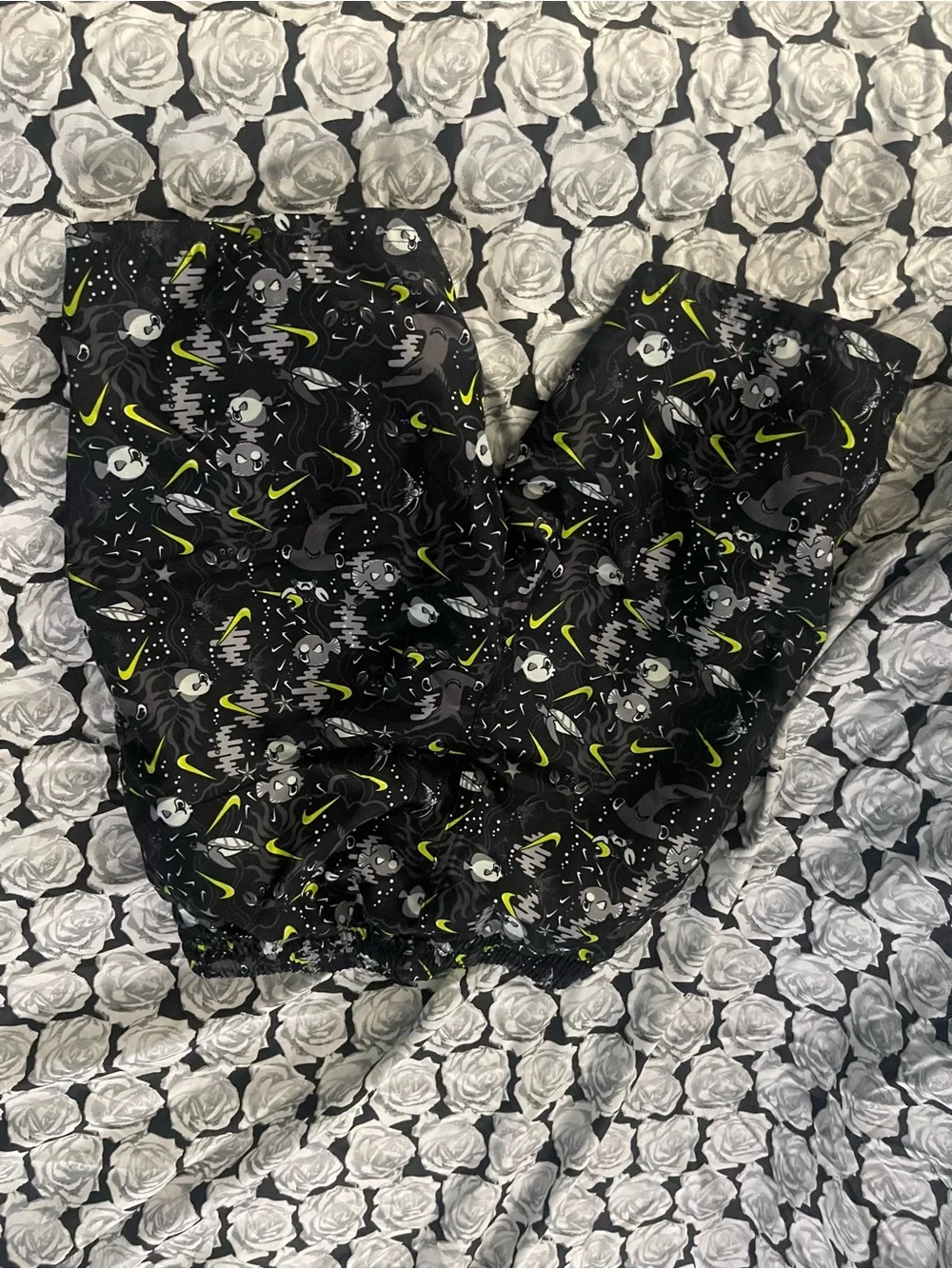 Nike Black and Neon Yellow Kids' Athletic Shorts